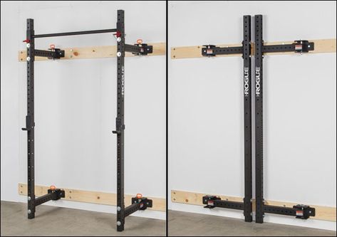 Folding Squat Rack, Home Made Gym, Home Gym Garage, Workout Room Home, New Garage, Diy Home Gym, Diy Gym, Basement Gym, Reformer Pilates