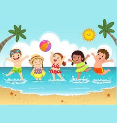 Summer Season Images, Animated Collage, Kids Having Fun, Beach Vector, Train Vector, Beach Cartoon, Summer Drawings, Art Activities For Toddlers, Happy Farm