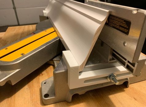 Crown Molding Jig for Dewalt 12-inch Miter Saws - Etsy Trim Wainscoting, Wood Techniques, Diy Crown Molding, Mitre Saw Station, Saw Station, Work Hacks, Trim Carpentry, Mitre Saw, Interior Door Trim