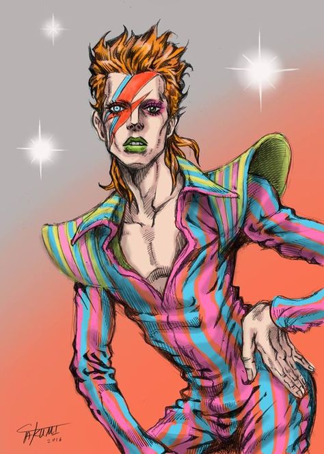 Ziggy Stardust | JoJo's Bizarre ... David Bowie Fan Art, Jojo Pose, David Bowie Art, David Bowie Ziggy Stardust, David Bowie Ziggy, Bowie Art, Sea Wallpaper, Ziggy Stardust, Jojo Bizzare Adventure