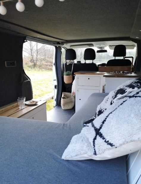 Cosy and Unique LWB Renault Traffic Van | Quirky Campers Renault Trafic Camper, Movable Table, Quirky Campers, Campervan Ideas, Kitchen Drawer Storage, Copper Taps, Self Build, Portable Fridge, Camper Conversion