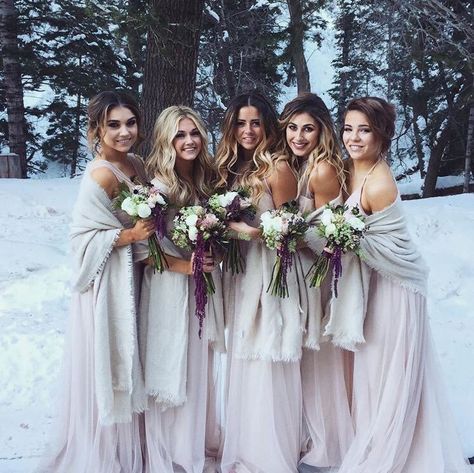 Bridesmaids goals af!✨ Witney Carson wedding 2016 Winter Wedding Bridesmaids, Winter Bridesmaids, Winter Bridesmaid Dresses, Winter Wedding Ideas, Winter Wedding Inspiration, Winter Wonderland Wedding, Wonderland Wedding, Winter Weddings, Wedding Goals