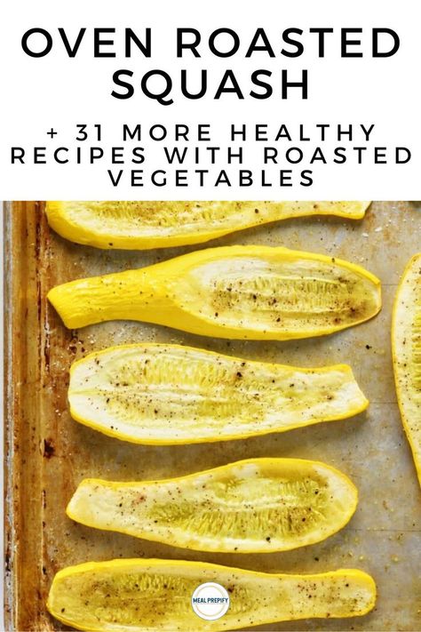 Golden oven-roasted squash slices lightly seasoned for a healthy vegetable recipe. Healthy Roast, Oven Roasted Squash, Roasted Squash Recipes, How To Roast Vegetables, Vegetables Ideas, Roasted Vegetable Pasta, Comforting Meals, Roast Vegetables, Veggie Ideas