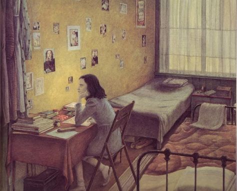 Anne Frank - Angela Barrett Angela Barrett, Anne Frank Quotes, Anna Frank, Anne Frank House, House Illustration, Anne Frank, Royal College Of Art, Camping Art, African American History