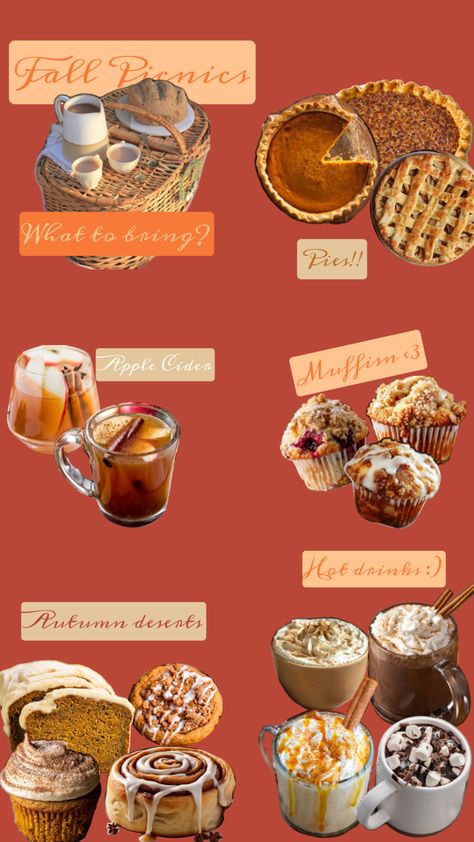 Picnic Food List, Autumn Layout, Autumn Picnic, Picnic Inspo, Fall Picnic, Picnic Ideas, Fall Bucket List, Picnic Food, Food List