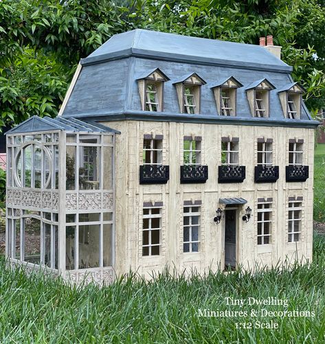 "E X Q U I S I T E  Heirloom Quality Miniature French Chateau Dollhouse with Conservatory *IMPORTANT--CONTACT--SHOP to Discuss Design Plan.*DO NOT PURCHASE THIS LISTING. This Listing is an example of a Commissioned/Custom Dollhouse with ENDLESS OPTIONS. Overall Cost vary based on Floor Plan, Finishes/Features - ALL will be discussed during initial inquiry with Shop. Similar Replication as Featured within Listing Images requires a Project Budget of $33,000.00+ PLUS Delivery/Shipping Costs. DELIVE Miniature Chateau, Huguette Clark, Country Dollhouse, Dollhouse Painting, Village Miniature, Wooden Dollhouse Kits, French Dollhouse, Vineyard House, Miniature Dollhouses