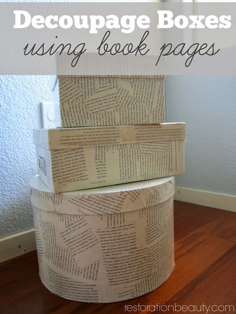 Fancy Gift Wrapping, Ideas New Year, Decoupage Boxes, Gift Wrapping Christmas, Book Page Wreath, Old Book Crafts, Mod Podge Crafts, Creative Tutorials, Book Page Crafts