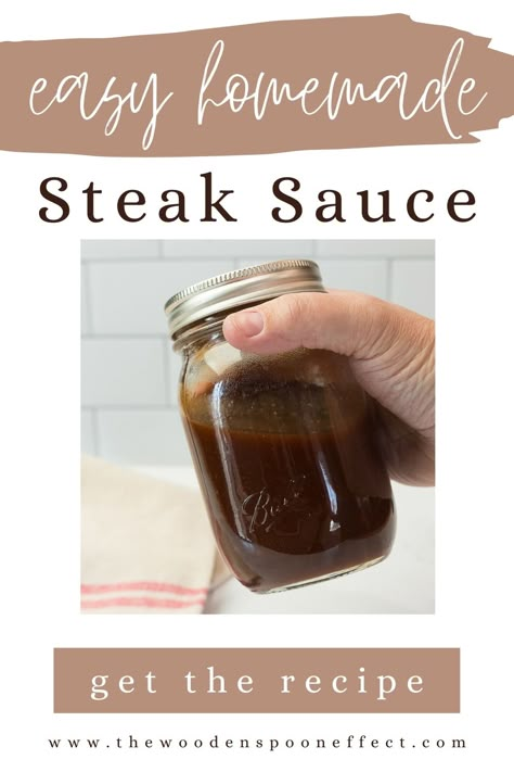 Easy Homemade Steak Sauce Recipe - The Wooden Spoon Effect How To Make Steak Sauce Easy, Steak Sauce Recipe Butter, Quick Steak Sauce, Homemade A-1 Steak Sauce, Keto Steak Sauce Recipe, Steak Basting Sauce Recipe, A 1 Steak Sauce Recipes, How To Make Steak Sauce, Homemade Steak Sauce Easy