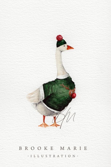 Goose in christmas jumper illustration Goose Illustration, Christmas Goose, Illustration Christmas, Christmas Jumper, Jumper, Lily, Festival, Christmas, Art