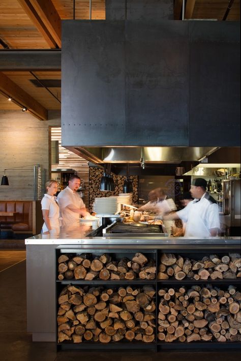 Gallery of Cowiche Canyon Kitchen and Icehouse Bar / Graham Baba Architects - 11 Kitchen Restaurant Design, Open Kitchen Restaurant, Pizzeria Design, Restaurant Kitchen Design, Bar Restaurant Design, Architecture Restaurant, Pizza Bar, Design Café, Barbecue Restaurant