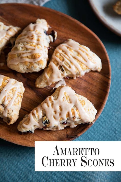 These mini amaretto cherry scones are delicious and perfect for a crowd or with brunch. Cherry scones mixes with amaretto are the most delectable high tea scone treat. #recipeblog #breakfast #brunch #scones #lmrecipes Brunch Scones, Cherry Amaretto, Sour Cherry Jam, Mini Scones, Morning With Coffee, Cherry Scones, Scone Mix, Breakfast Prep, Pastry Flour