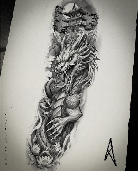 Dragon Art Tattoo, 3d Dragon Tattoo, Dragon Tattoo Styles, Black Dragon Tattoo, Red Dragon Tattoo, Dragon Tattoo Art, Japanese Dragon Tattoos, Geniale Tattoos, Tattoo Artwork