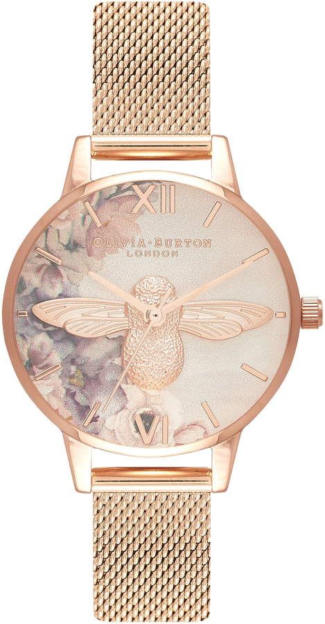 Olivia Burton Watercolor Floral Mesh Strap Watch, 30mm Watercolour Florals, Gold Plated Watch, Gold Watches, Swiss Army Watches, Invicta Watches, Rose Gold Watches, Olivia Burton, Seiko Watches, Watercolor Floral