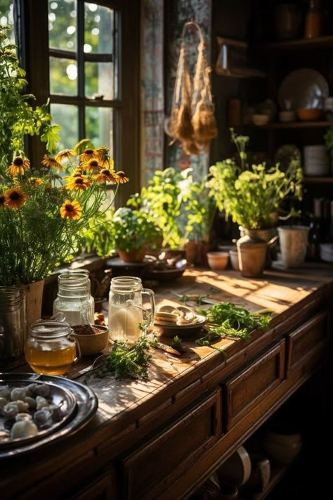 Homesteading Aesthetic Kitchen, Vintage Tips, Witchy House, Witchy Kitchen, Apothecary Decor, Witch Cottage, Cottage Witch, Cozy Nooks, Witchy Decor