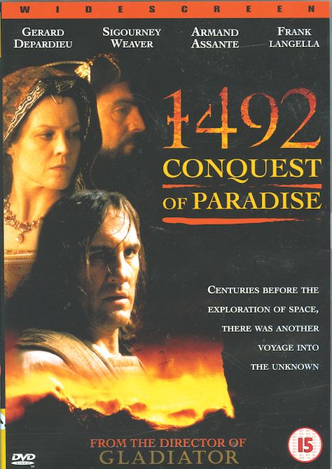 1492: CONQUEST OF PARADISE (1992) Ridley Scott, Gérard Depardieu, Sigourney Weaver, Frank Langella Armand Assante, Conquest Of Paradise, Cinema Popcorn, Master And Commander, Anthony Quinn, Sigourney Weaver, Period Movies, Great Movies To Watch, Roman Polanski