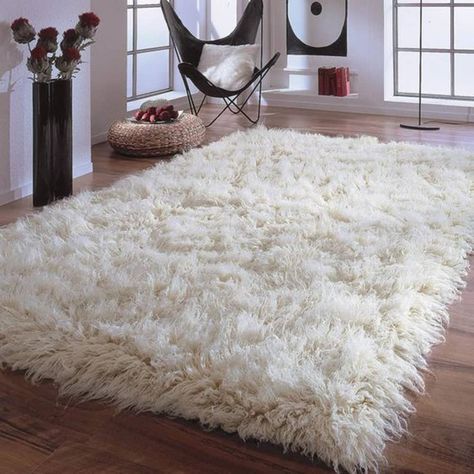 Big Fluffy Rugs Living Rooms, Vollerslev Rug, Fuzzy Area Rug, Therapy Decor, Flokati Rug, House Vibes, Bath Tubs, Deck Designs, Plush Carpet