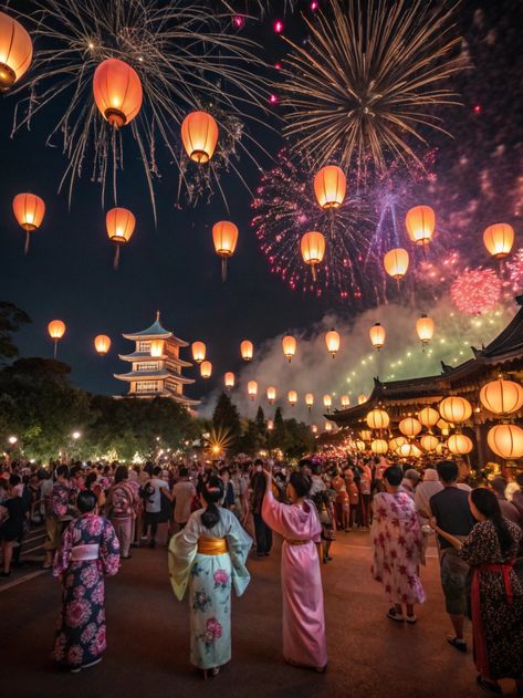 Experience the magic of festivals in Asia! Imagine vibrant nights filled with traditional attire, floating lanterns, and stunning fireworks against a backdrop of beautiful architecture. What unique cultural festivals have you attended that left you in awe? Share your experiences! . #travelasia #travel #travelphotography #travelgram #asia #wanderlust #travelblogger #travelblog #asiatravel Japanese Fireworks Festival, Japan Summer Festival, Lantern Festival Aesthetic, Japanese Summer Festival, Asian Festival, Japan Festival, Tokyo Aesthetic, Banquet Ideas, Festival Aesthetic