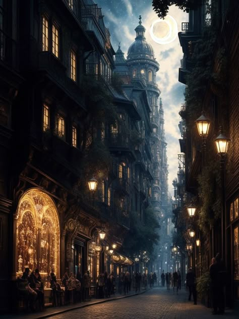 Gaslamp Fantasy Aesthetic, Soul Collector, Dream Walker, Fantasy Vibes, Story Settings, Fantasy Village, Map Ideas, Fantasy Worlds, Story Setting