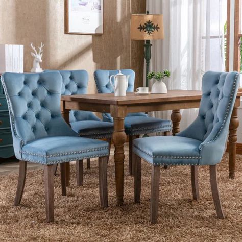 Allena Tufted Velvet Wing Back Parsons Chair Wingback Dining Chair, Parsons Dining Chairs, Tufted Dining Chairs, Comfortable Dining Chairs, Parsons Chairs, Velvet Dining Chairs, Dining Room Bar, Modern Dining Chairs, Side Chairs Dining