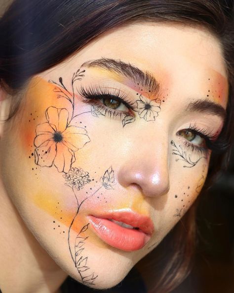 ✧ 𝘈𝘯𝘵𝘰𝘪𝘯𝘦𝘵𝘵𝘦 ✧ on Instagram: “I wish I could draw flowers as easily as I draw blanks in my mind. I hope you guys had a great day and drank water and DIDNT pick at any of…” Artistic Make Up, Artsy Makeup, Makeup Things, Face Art Makeup, Halloween Makeup Inspiration, Draw Flowers, Face Chart, Ethereal Makeup, Eye Makeup Designs