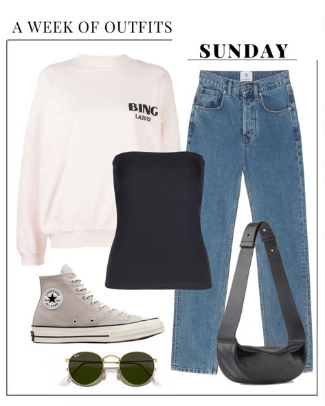 WEEK OF OUTFITS styling my summer capsule wardrobe Blue straight leg jeans and converse weekend outfit Follow my shop @charlottebuttrick on the @shop.LTK app to shop this post and get my exclusive app-only content! #liketkit #LTKitbag #LTKSeasonal #LTKshoecrush @shop.ltk https://liketk.it/3Hu5d Jeans And Converse, Blue Jean Outfits, Jeans Outfit Casual, Summer Capsule Wardrobe, Wardrobe Basics, Weekend Outfit, Jean Outfits, Daily Outfits, Straight Leg Jeans