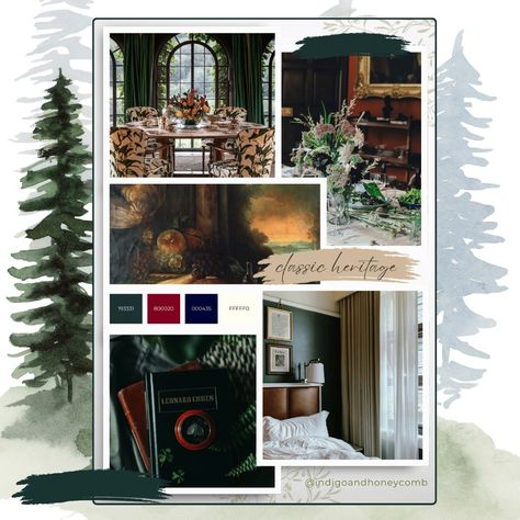 🏛️ Classic Heritage Color Palette: Featuring Forest Veil 🏛️ Timeless elegance meets rich sophistication in the Classic Heritage color palette. Forest Veil takes center stage as a grounding, stately green that evokes the charm of historic interiors and vintage refinement. Paired with Deep Burgundy, Midnight, and Warm Ivory, this palette captures a sense of heritage and enduring beauty. 🌟✨ Inspired by grand libraries, heirloom furniture, and architectural detail, this palette is perfect for s... Grand Libraries, Forest Veil, Color Palette Forest, Grand Library, Historic Interiors, Heirloom Furniture, Deep Burgundy, Center Stage, Architecture Details