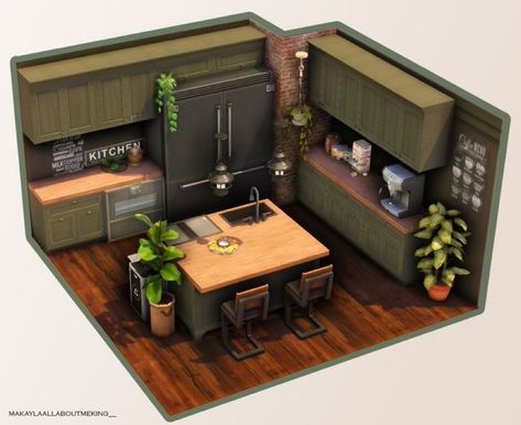 Sims 4 Loft, Sims Freeplay Houses, Sims 4 Kitchen, Little House Plans, Sims 4 House Plans, Sims 4 House Building, Sims 4 House Design, Casas The Sims 4, Sims Building