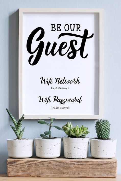 Wifi Password Ideas, Air Bnb Ideas Decor, Guest Wifi Sign, Bnb Decor, Wifi Password Printable, Guest Room Sign, Password Printable, Utah House, Be Our Guest Sign