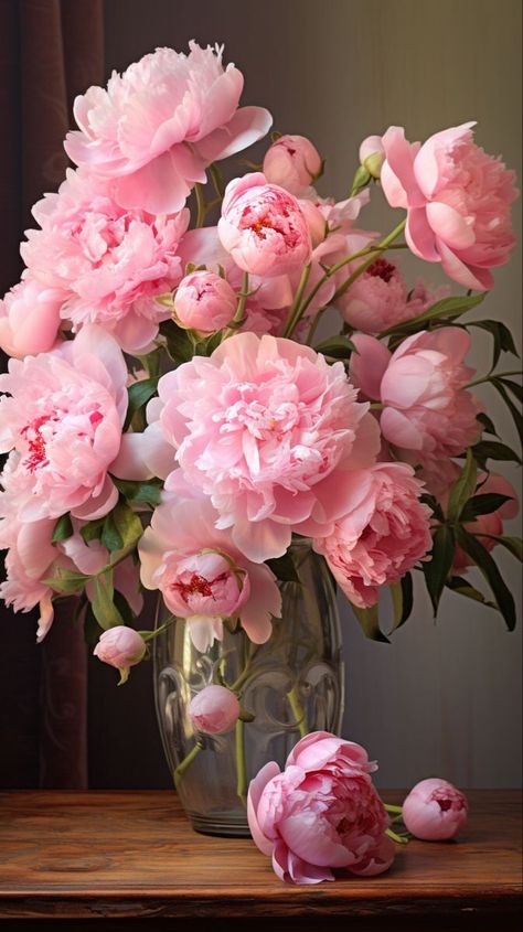 Flowers Peony, Pioneses Flowers, Roses And Peonies, Pink Peony Flower, Peonies Flower Arrangement, Peonies Photography, Pion Flowers Aesthetic, Peonies Still Life, Peonies Reference Photo