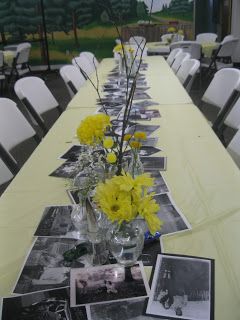 Perfect, except not black and white and I would love to be able to have people sign the table. Party People Photography, 50th Class Reunion Ideas, Family Reunion Decorations, Reunion Centerpieces, High School Class Reunion, Class Reunion Decorations, Cheer Banquet, Reunion Decorations, Graduation Party High