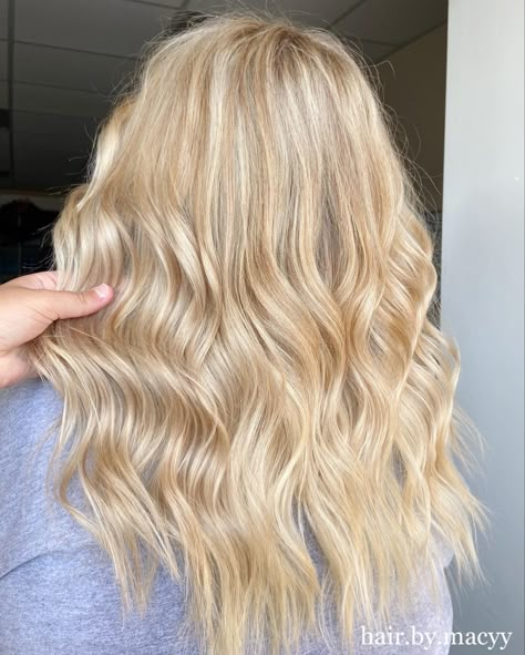 #blonde #hair #blondehair #highlights Golden Buttery Blonde Balayage, Blonde Highlights On Yellow Hair, Light Golden Blonde Highlights, Light Golden Blonde Hair With Highlights, Buttery Blonde Hair Highlights, Warm Blonde Hair Color Honey Caramel, Warm Light Blonde Hair, Warm Bright Blonde Hair, Blonde Balage