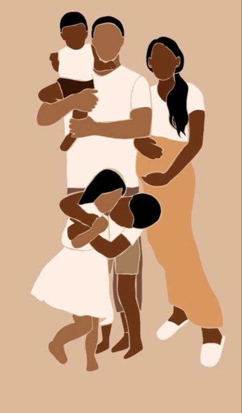 Black Family Silhouette, Black Family Animation, Black Family Illustration Art, Black Family Artwork, Black Family Aesthetic Drawing, Black Family Art Paintings, Black Family Painting, Aesthetic Vision Board Pictures Black Family, Black Family Vision Board Pictures