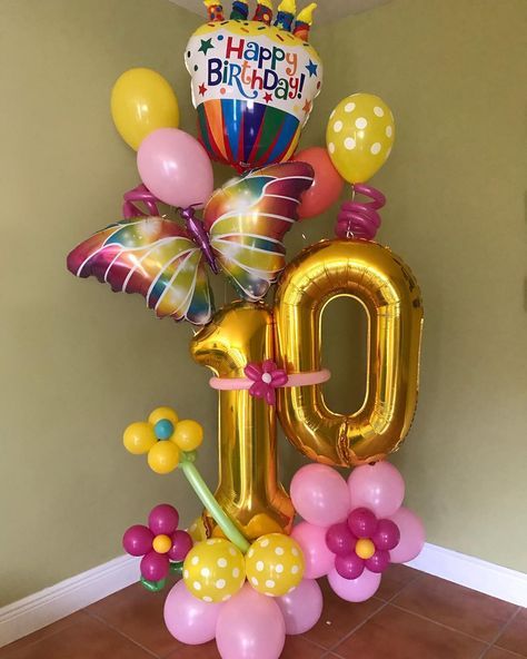 Birthday Balloon Ideas, Balloon Bouquet Delivery, Trendy Party Decor, Happy Balloons, Balloons Decor, 10 Birthday, Happy 10th Birthday, Photos Booth, Balloon Ideas