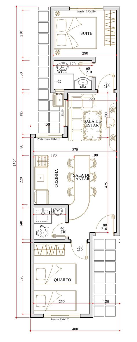 Narrow House Plans, Long House, Small Cottages, Narrow House, Building Plans, Modern House Plans, Small House Plans, Architecture Plan, Small House Design