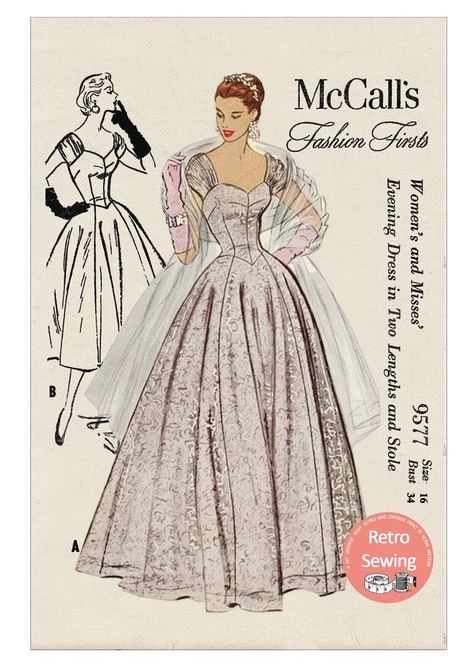 Ball Gown Skirt Pattern, Gown Skirt Pattern, 1950s Ball Gown, Gown Sewing Pattern, Crystal Wedding Dress, Dresses By Pattern, Gown Skirt, Gown Pattern, Prom Ball Gown