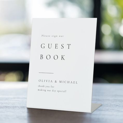 Modern Guest Book Ideas, Wedding Card Sign, Guest Book Wedding Sign, Please Sign Our Guest Book, Modern Guest Book, Bush Wedding, Font Simple, Elegant Modern Wedding, Guest Book Wedding