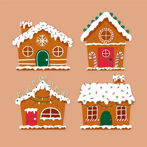 Christmas Stories For Kids, House Doodle, Cookie House, Christmas Gingerbread House, Gingerbread Houses, Felt Christmas Ornaments, Wooden Bench, Christmas Illustration, Christmas House