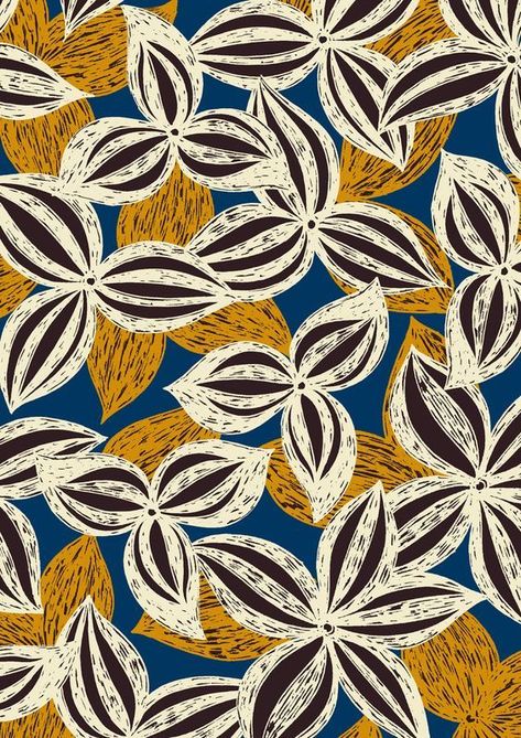 Flower Illustration Pattern, African Pattern Design, Motif Art Deco, Afrique Art, Flowers Illustration, African Textiles, Trendy Flowers, Design Textile, African Pattern