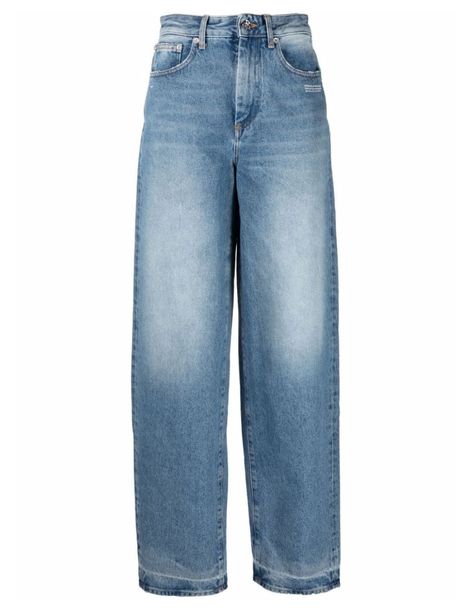 Blue "Corporate" baggy jeans OFF-WHITE - FW22 Clothes White Background, Manchester House, Virgo Rising, Baggy Wide Leg Jeans, Baggy Denim Jeans, Off White Jeans, Off White Clothing, High Waist Wide Leg Jeans, High Rise Wide Leg Jeans