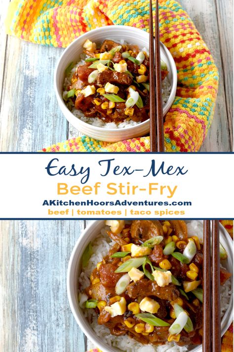 Easy Tex-Mex Beef Stir-Fry is dish that is simple, has few ingredients, and is family approved!  Some beef, taco seasoning, and veg and dinner is on the table! #OurFamilyTable via @akitchenhoor Quick Stir Fry Recipes, Beef Taco Seasoning, Best Beef Recipes, Healty Dinner, Wok Cooking, Beef Taco, Tacos And Burritos, Fried Beef, Beef Stir Fry