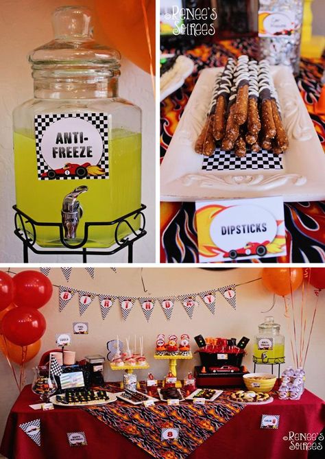 Race Car Birthday Party with LOTS of AWESOME IDEAS via Kara's Party Ideas | Kara'sPartyIdeas.com #RaceCar #Party Idea #boy #decorations Cars Birthday Party Ideas, Blaze Birthday Party, Monster Jam Party, 4de Verjaardag, Blaze Birthday, Cars Birthday Party, Car Birthday Party, Cars Birthday Party Disney, Disney Cars Birthday