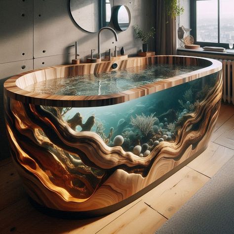 Bring the Outdoors In: Wood and Epoxy Bathtubs Inspired by Nature 🛁🌿🌊 #WoodEpoxyBathtubs #NaturalLuxury #ElegantBathing Immerse yourself in luxury with Wood and Epoxy Bathtubs. Combining the warmth of wood with the sleekness of epoxy, these bathtubs offer a stylish and indulgent bathing experience. Elevate your self-care routine with Wood and Epoxy Bathtubs, where every soak becomes a rejuvenating escape into natural elegance. 🌳🛁✨ https://luxarts.net/nature-inspired-wood-and-epoxy-bathtubs/ Bathtub Ideas, Bathtubs, Wood And Epoxy Bathtubs, Geode Bathtub, Extravagant Bathtubs, Wood Bathtubs Factory, Bath Tube, Luxurious Bathtubs, Beautiful Bathtubs