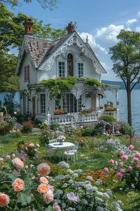 Cottage Core Home Exterior, Victorian Style Tiny House, Tiny House Victorian, Cottage Core Tiny House, Pretty Houses Cottage Core, Victorian Tiny Home, Tiny Home Victorian, Tiny Victorian House, Cottagecore House 2 Story