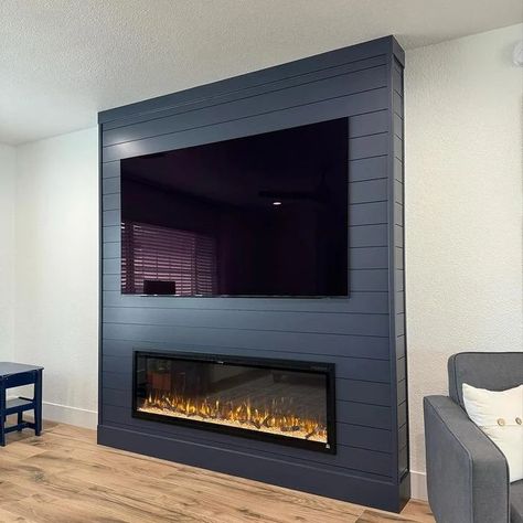 14 Ideas for How to Decorate a TV Wall | Family Handyman Tv On Wall With Fire Underneath, Vertical Panel Fireplace, Fireplace Tv Wall Playstation, Diy Faux Fireplace Tv Wall, How To Build Tv Wall Unit, Diy Wall Fireplace And Tv, Decoration Behind Tv, 75��” Tv Wall, Tv Inset In Wall