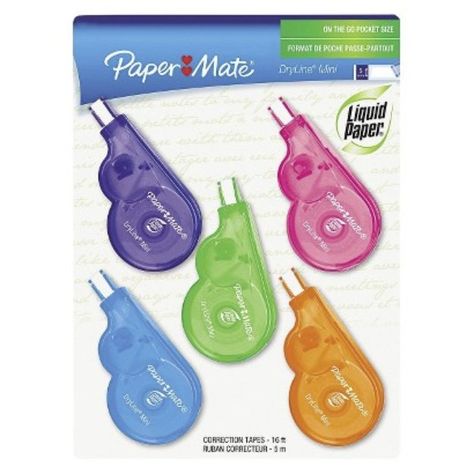 Paper Mate Non- Refillable Liquid Paper DryLine Mini Correction Tape - School Supplies Target, White Out Pen, Liquid Paper, Correction Tapes, Correction Fluid, Bullet Journal Supplies, Dream Desk, College Supplies, Ideas Bullet Journal