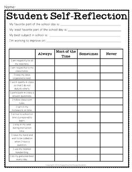 Student Self Reflection: Student Self Evaluation: Conference Form: Parent Teacher Conference Forms Classroom Feedback, Student Self Reflection, Preschool Management, Reflection Template, Advisory Activities, Student Self Evaluation, Student Accountability, Teach Feelings, Parent Teacher Conference Forms