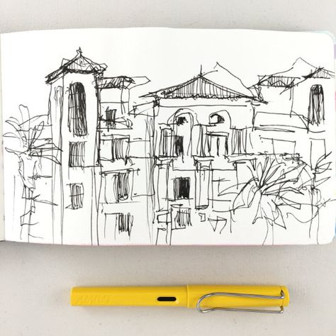 Sketch created with Lamy Safari fountain pen Drawing With Fountain Pen, Fountain Pen Drawing Sketching, Safari Sketch, Pens For Sketching, Drawing Experiments, Fountain Pen Art, Lamy Pen, Sketching Buildings, Pen Sketching