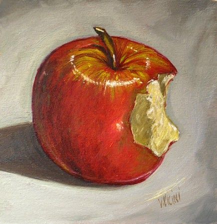 Vic Vicini | OIL | "Bite of Red Apple" Daryl Gortner, Decay Art, Oil Painting Trees, Mixing Colours, Food Project, Oil Painting Tips, Gcse Art Sketchbook, Food Art For Kids, Apple Painting