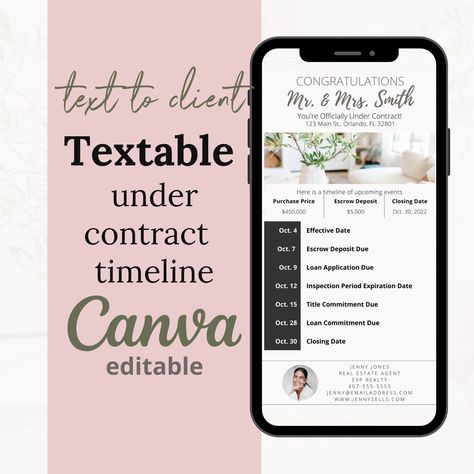 Under Contract Timeline, Engagement Templates, Trello Templates, Transaction Coordinator, Real Estate Contract, Marketing Real Estate, Real Estate Buyers, Marketing Photos, Real Estate Templates