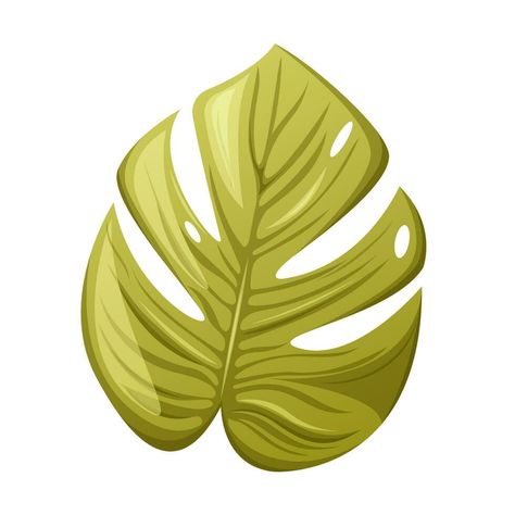 Tropical monstera leaf, cartoon style, trendy vector illustration Monstera Clipart, Leaf Cartoon, Tree Saw, Logo Banners, Cityscape Photos, Nature Backgrounds, Monstera Leaf, Heart With Arrow, Background Banner